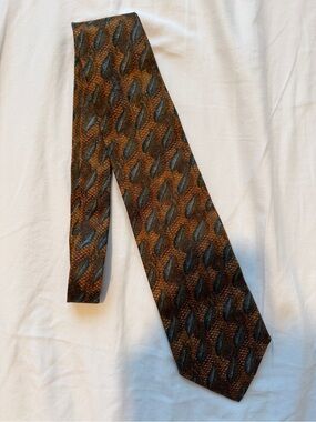 Men's Zegna Brown Patterned Silk Tie